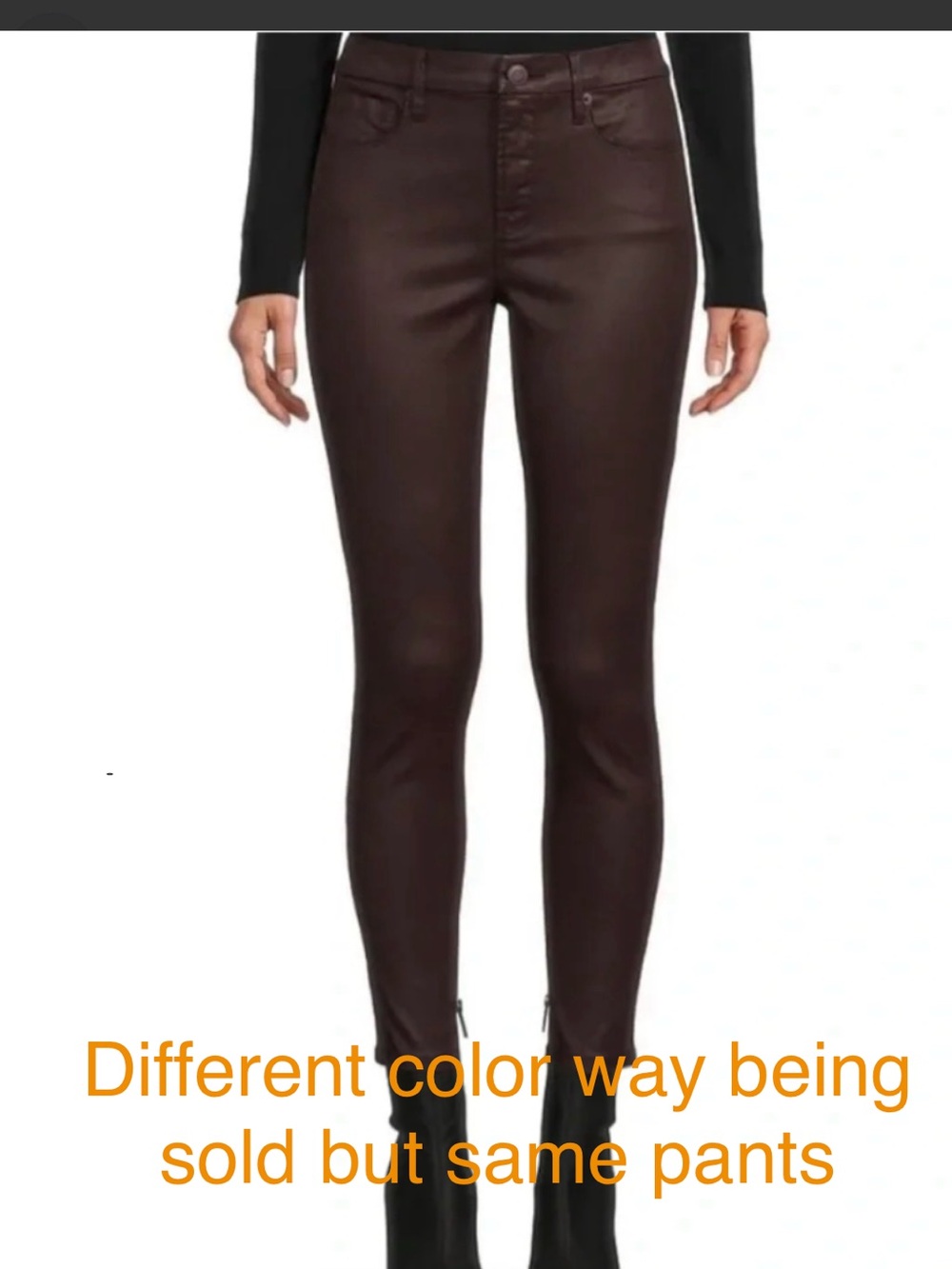 Women’s High-Rise Skinny Coated Pants in Copper